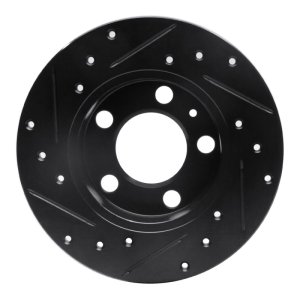 Audi A1 Brake Rotor (1) - Rear Left - R1 Concepts - Drilled & Slotted - Black - `98-`24